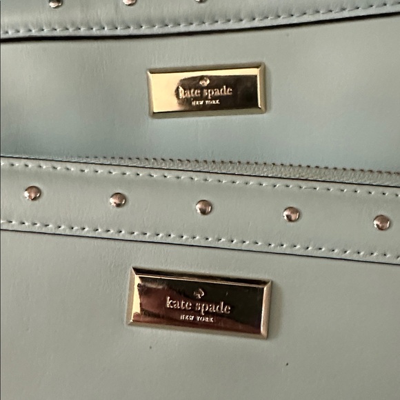 Kate Spade Aqua Blue Studded Leather Satchel with Matching Wallet - Picture 14 of 15